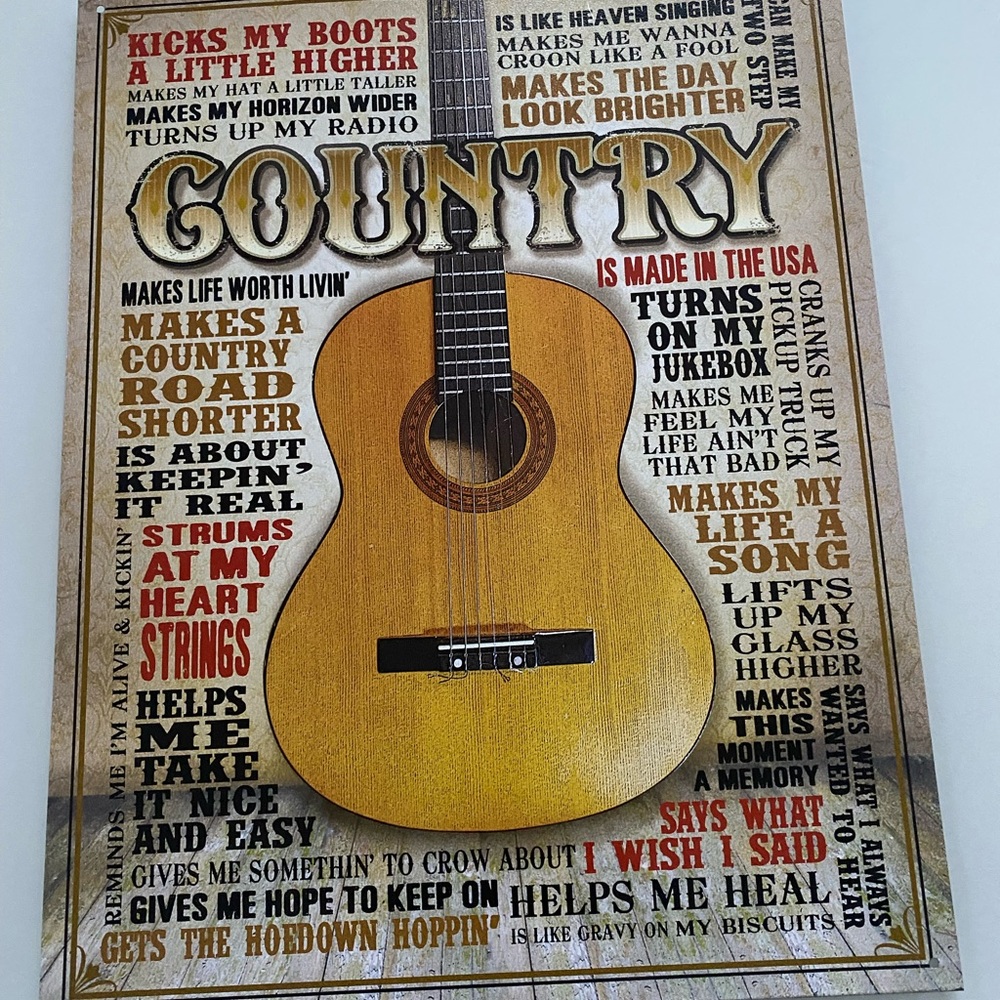 TNA Country Guitar Wall Art - Yellow, Brown, Black